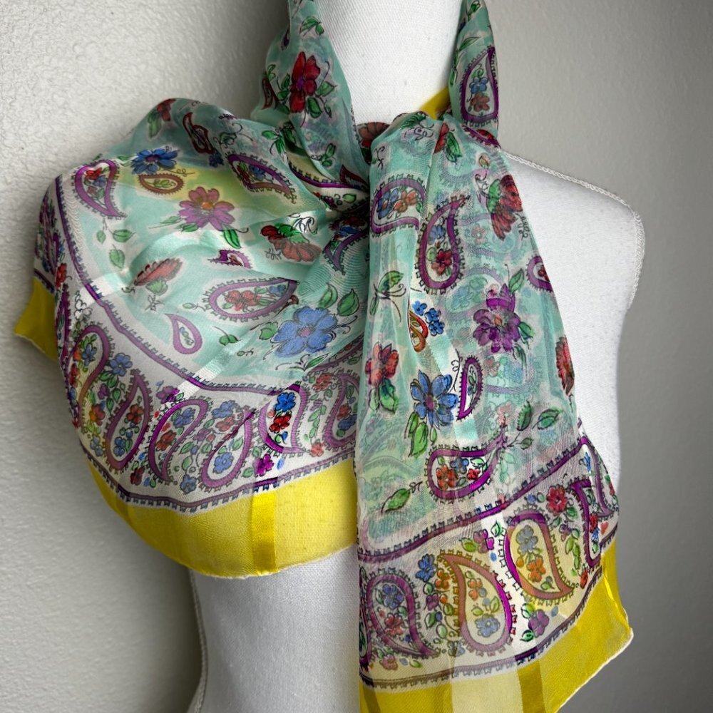 Vintage Scarf Silk Hand Rolled - Picture 2 of 8